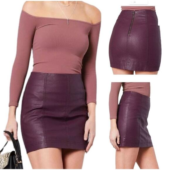 Free People Purple Vegan Suede Modern Femme Mini Skirt NEW Women's 12 - Picture 1 of 9